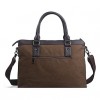 Men 's Canvas Laptop Bag - Brown/Gray/Black