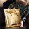  Women PU / Patent Leather Barrel Shoulder Bag / Tote - Gold / Silver / Black