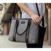 Men 's Canvas Laptop Bag - Brown/Gray/Black