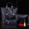  Women PU / Patent Leather Barrel Shoulder Bag / Tote - Gold / Silver / Black